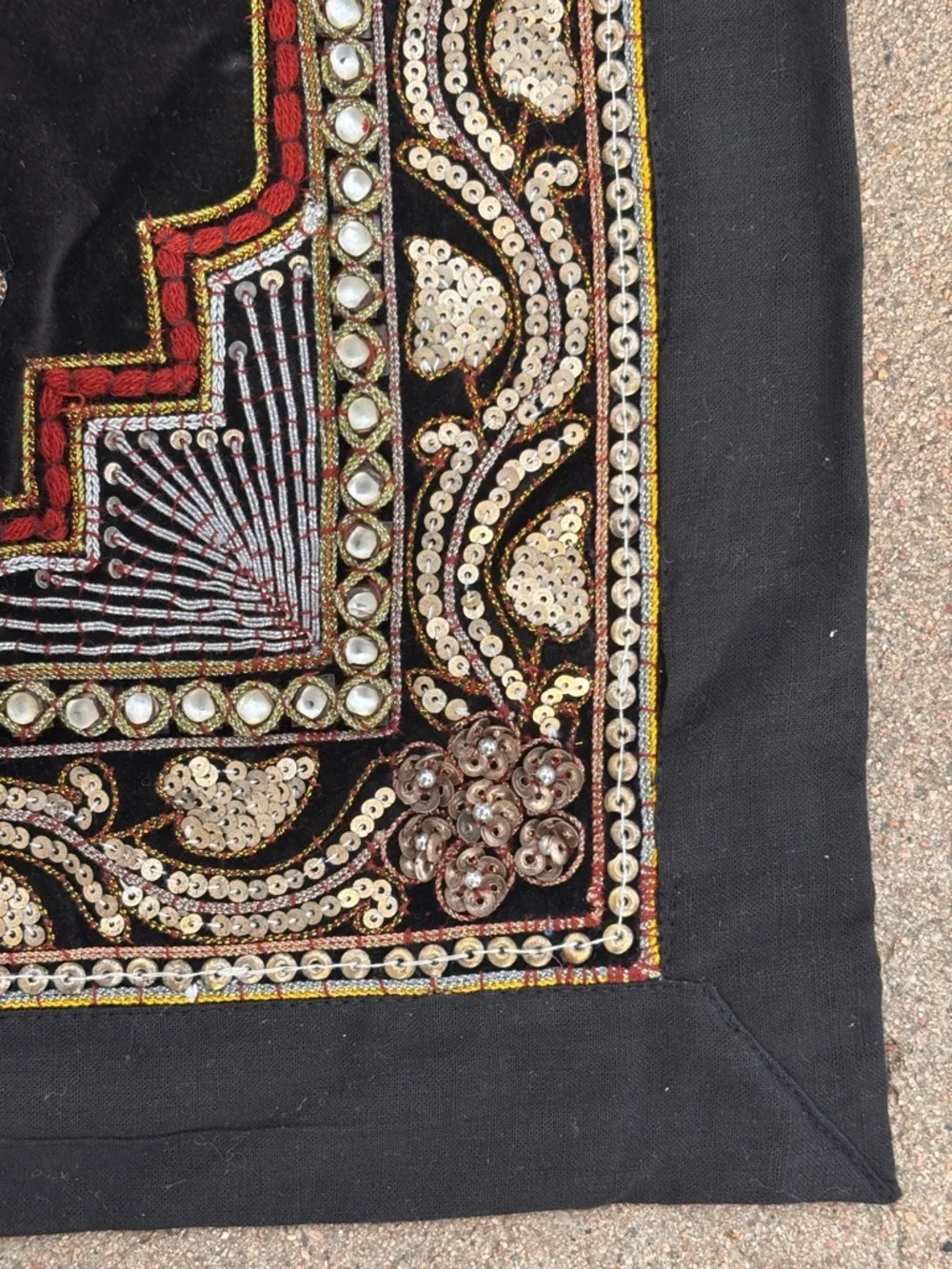 Vintage Kalaga Wall Hanging Asian Burmese Thai India Dancer Beaded Tapestry